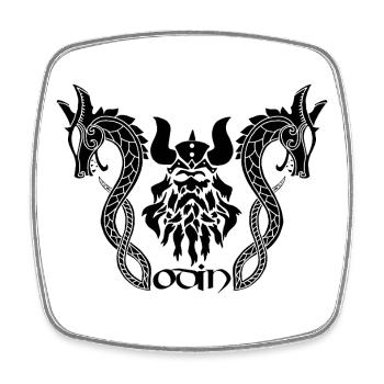 Der nordische Gott Odin und die schwarzen Drachen - Viereckiger Kühlschrankmagnet - Weiß - Vorne