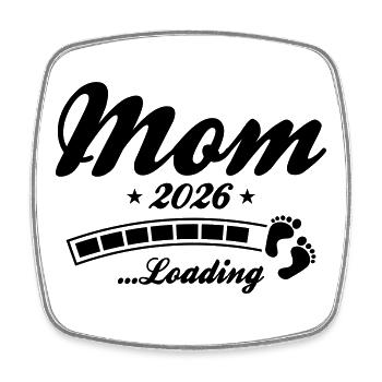 Mom 2026 Loading Mama - Viereckiger Kühlschrankmagnet - Weiß - Vorne