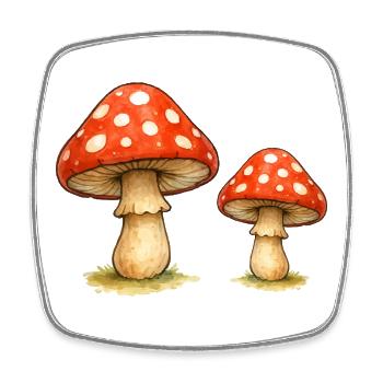 Roter Fliegenpilz Duo - Viereckiger Kühlschrankmagnet - Weiß - Vorne