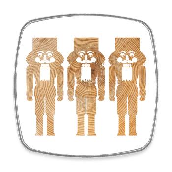 3 casse-noisette en bois Noël symbole de décoration de l’Avent - Magnet carré - blanc - Devant