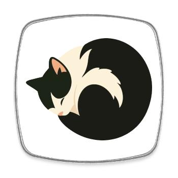 Süße schlafende Katze im minimalistischen Stil - Viereckiger Kühlschrankmagnet - Weiß - Vorne