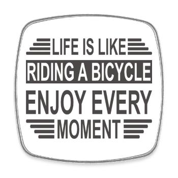 Life is like cycling - Square fridge magnet - white - Front