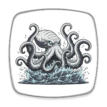 Pieuvre calmar Kraken - Magnet carré - blanc - Devant