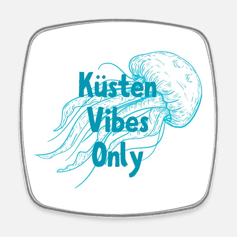 Coastal Vibes Only – Jellyfish Maritime Design - Square fridge magnet - white