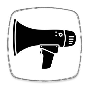 Megafon Laut Demo Ultras  - Viereckiger Kühlschrankmagnet - Weiß - Vorne