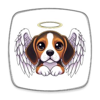 Beagle Angel Christmas Cartoon Love Loyal Friend - Square fridge magnet - white - Front