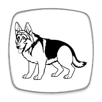 Schäferhund Hund - Viereckiger Kühlschrankmagnet - Weiß - Vorne