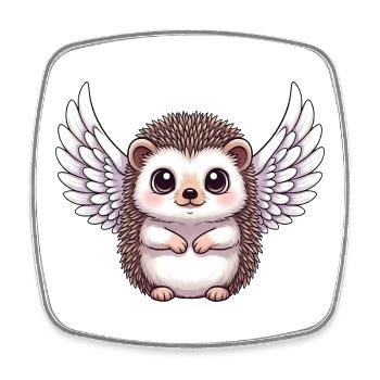 Cute hedgehog with wings halo Christmas - Square fridge magnet - white - Front