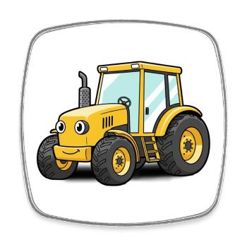 Tracteur - Magnet carré - blanc - Devant