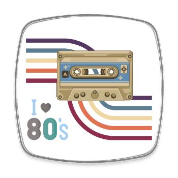Kassettenliebe 80er Retro - Viereckiger Kühlschrankmagnet - Weiß - Vorne