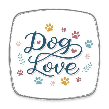 Dog Love Script Pastel Paw - Square fridge magnet - white - Front