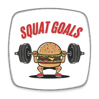 Squat Goals Cartoon Burger Fitness Design - Magnet carré - blanc - Devant