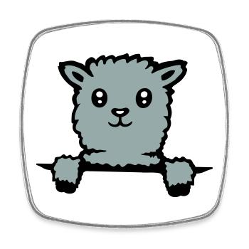 Cute llama fluffy alpaca peeking out - Square fridge magnet - white - Front