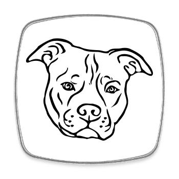 Tête de Satffordshire terrier américain - Magnet carré - blanc - Devant