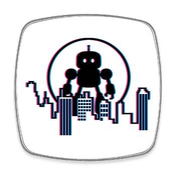 Robot City Skyline – 3D Sci-Fi Future Design - Square fridge magnet - white - Front