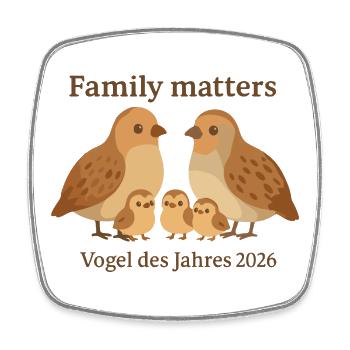 Famille Partridge - Tapis familial Oiseau de l’année 2026 - Magnet carré - blanc - Devant