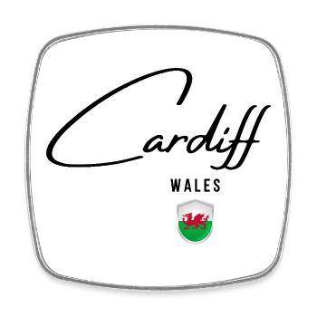 Elegantes Design Cardiff, walisischer Stolz - Viereckiger Kühlschrankmagnet - Weiß - Vorne