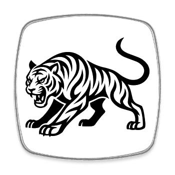Dunkler Tiger Silhouette - Viereckiger Kühlschrankmagnet - Weiß - Vorne