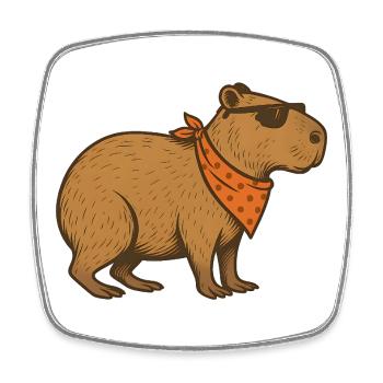 Cooles Capybara mit Sonnenbrille und orangefarbenem Bandana - Viereckiger Kühlschrankmagnet - Weiß - Vorne