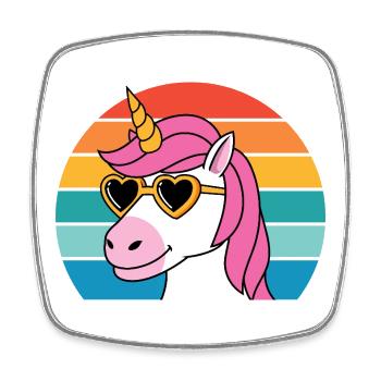 Créature mythique Conte de fées Cheval Fantaisie Licorne colorée - Magnet carré - blanc - Devant
