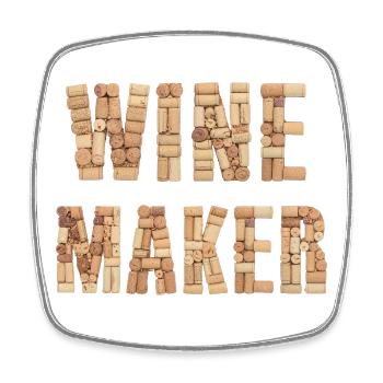 Winemaker – Real Cork Lettering Design - Square fridge magnet - white - Front