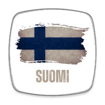 Drapeau grunge de la Finlande, vintage Finlande - Magnet carré - blanc - Devant