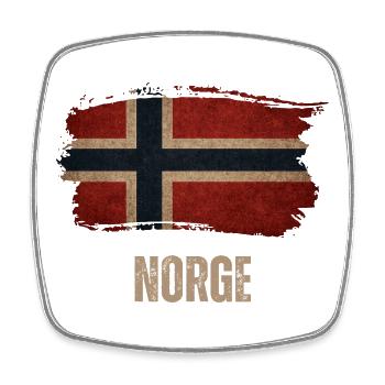 Vintage Norway, Norwegian Flag - Square fridge magnet - white - Front