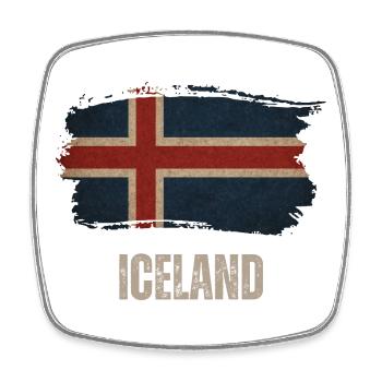 Island Flagge, Vintage Island - Viereckiger Kühlschrankmagnet - Weiß - Vorne