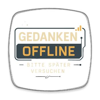 „Gedanken offline – bitte später versuchen“  - Viereckiger Kühlschrankmagnet - Weiß - Vorne