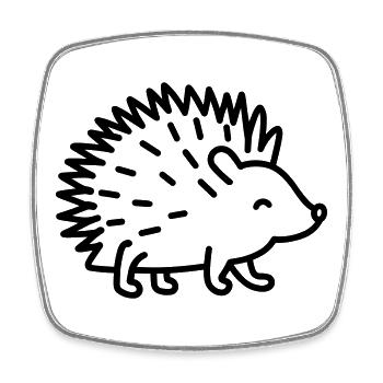 Porc-épic - Magnet carré - blanc - Devant