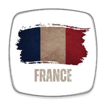 Drapeau de la France grunge, j’aime la France - Magnet carré - blanc - Devant