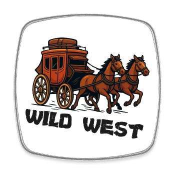 Wild Western Carriage - Square fridge magnet - white - Front