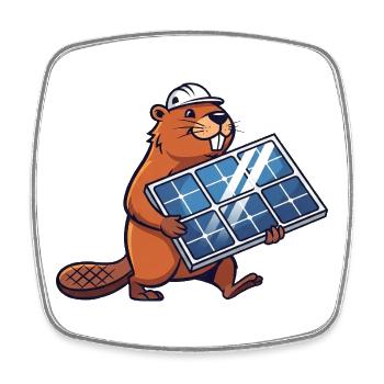 Biber Installateur Solarmodul Ingenieur Cartoon - Viereckiger Kühlschrankmagnet - Weiß - Vorne