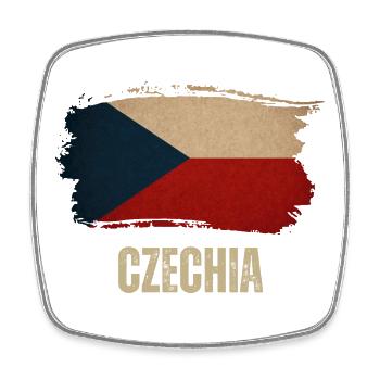 Vintage flag of Czechia, proud Czechoslovakian - Square fridge magnet - white - Front
