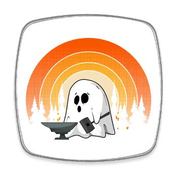 Blacksmith Ghost Halloween Haunted Forge Spirit - Square fridge magnet - white - Front