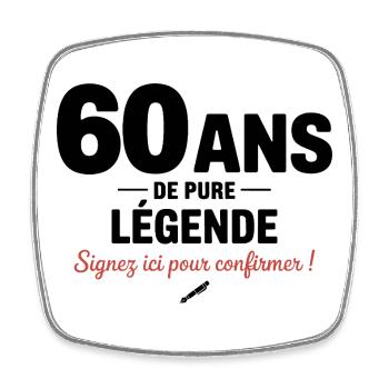 60 Jahre Pure Legend Lustiges Geburtstagsgeschenk - Viereckiger Kühlschrankmagnet - Weiß - Vorne
