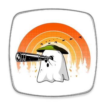 Bird Watcher Ghost Halloween Birder Lazy Costume - Square fridge magnet - white - Front