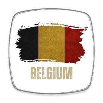 Drapeau grunge de la Belgique, fierté belge - Magnet carré - blanc - Devant