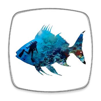 Unterwasser Korallenfisch Diver Silhouette - Viereckiger Kühlschrankmagnet - Weiß - Vorne