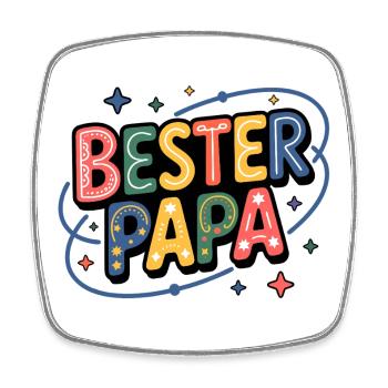 Bester Papa – bunte Buchstaben - Viereckiger Kühlschrankmagnet - Weiß - Vorne