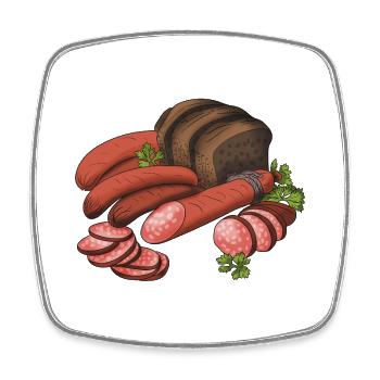 Savory Sausage & Bread Collage - Square fridge magnet - white - Front
