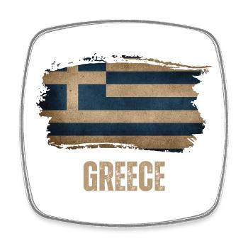 Grunge flag of Greece, I love Greece - Square fridge magnet - white - Front