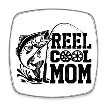 Pêche, pêcheur, pêcheur, pêcheur, poisson, moulinet, Cool Mom - Magnet carré - blanc - Devant