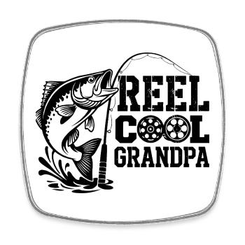Pêcheur, pêcheur, pêcheur, poisson, moulinet, cool, grand-père - Magnet carré - blanc - Devant
