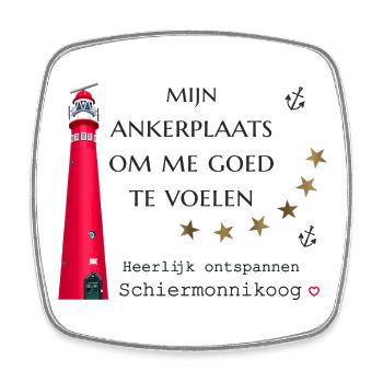 My anchorage Schiermonnikoog, hand drawing - Square fridge magnet - white - Front