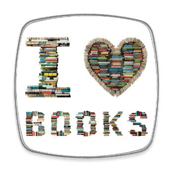 I love books / book fan - Square fridge magnet - white - Front