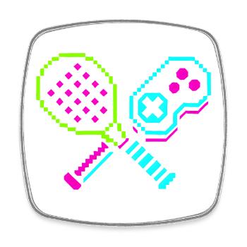 Retro Arcade Neon Paddles - Square fridge magnet - white - Front