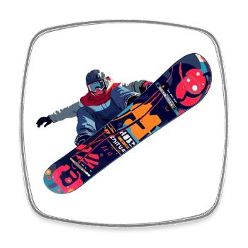 Snowboard - Viereckiger Kühlschrankmagnet - Weiß - Vorne