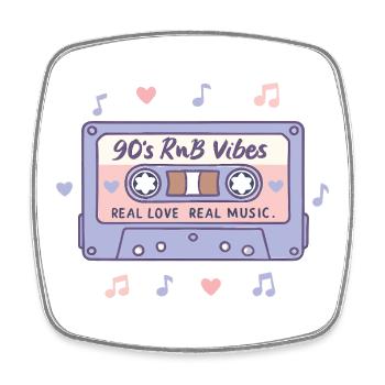 90s RnB Vibes Kassette – Retro Musik Nostalgie - Viereckiger Kühlschrankmagnet - Weiß - Vorne