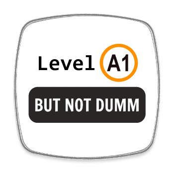  Language level A1, but not dumm - Square fridge magnet - white - Front